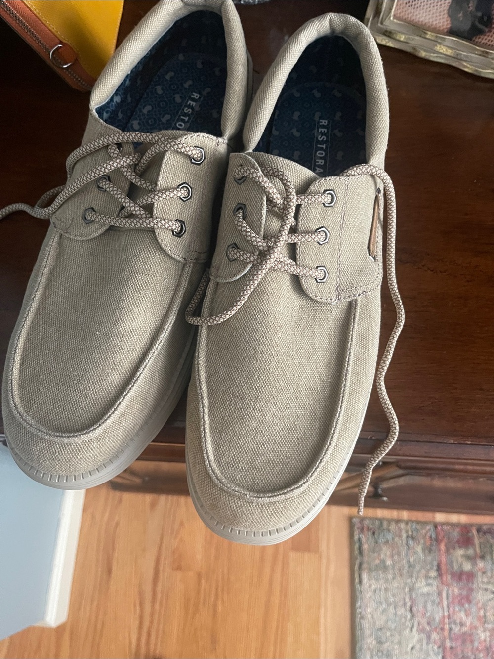 Restoration Hardware Men's Canvas Boat Shoes — Taupe